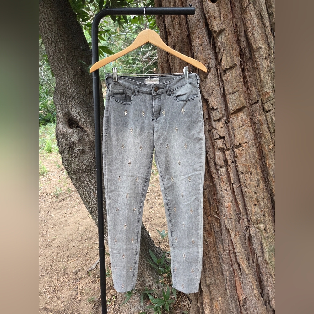 Sundance Gray Embellished Skinny Jeans‎ Size 27